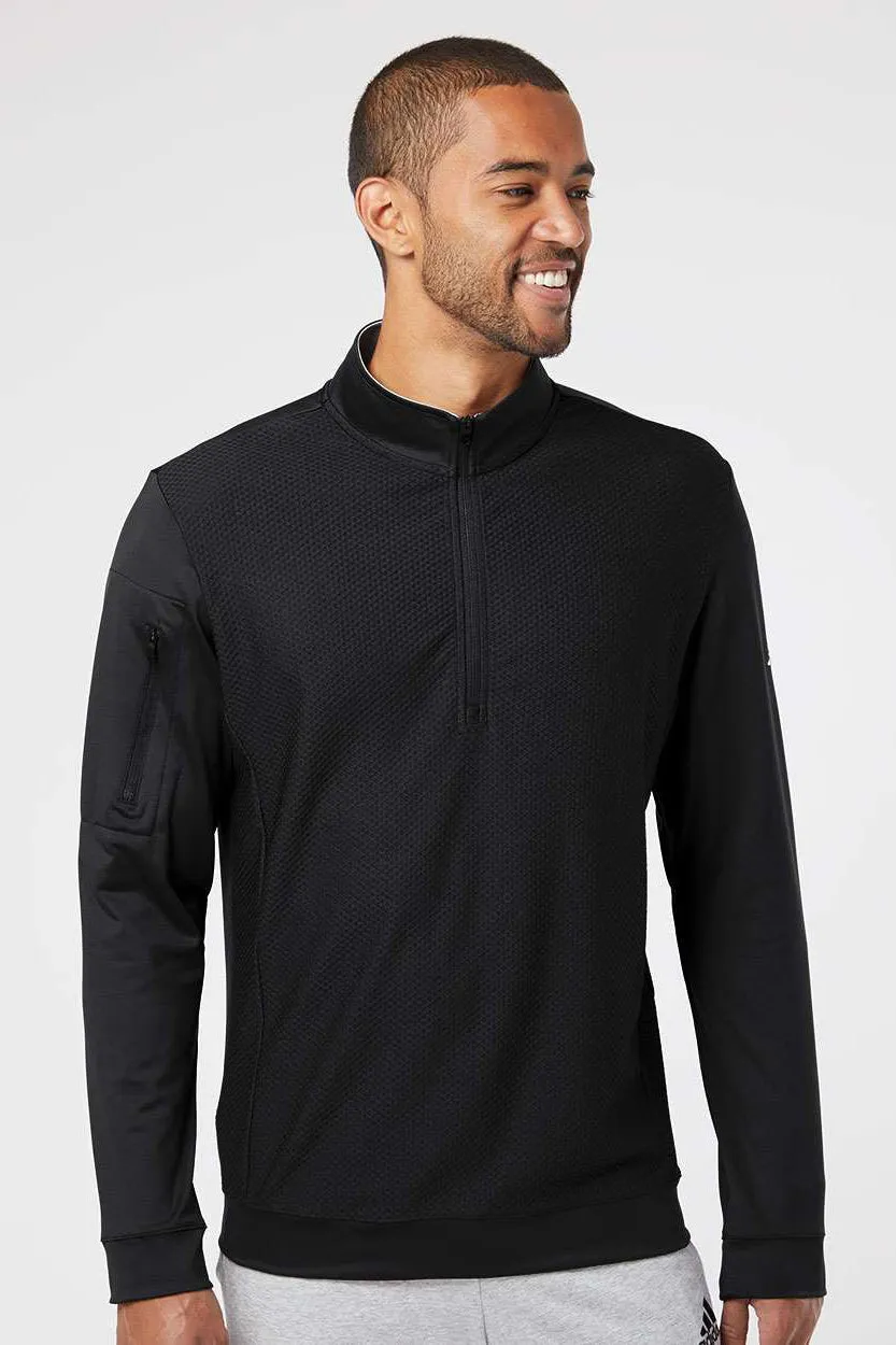Adidas Herren Performance UPF 50  1/4-Zip Sweatshirt mit Tasche - Schwarz