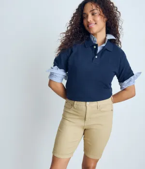 Aeropostale Damen Curvy Hoch Elastische High-Rise Uniform Bermuda Shorts - Hellbraun - Größe 10 - Baumwolle - Teen Mode & Bekleidung Sommer Hellbraun Aeropostale