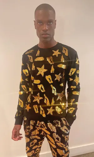 Any Old Iron Herren Leopard Stern Punkt Sweatshirt
