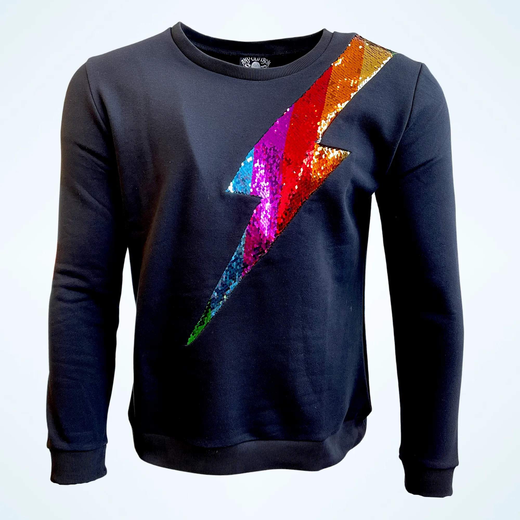 Any Old Iron Herren Regenbogen Silber Blitz Sweatshirt