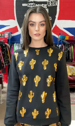 Any Old Iron Sweatshirt mit kleinem Kaktus-Motiv