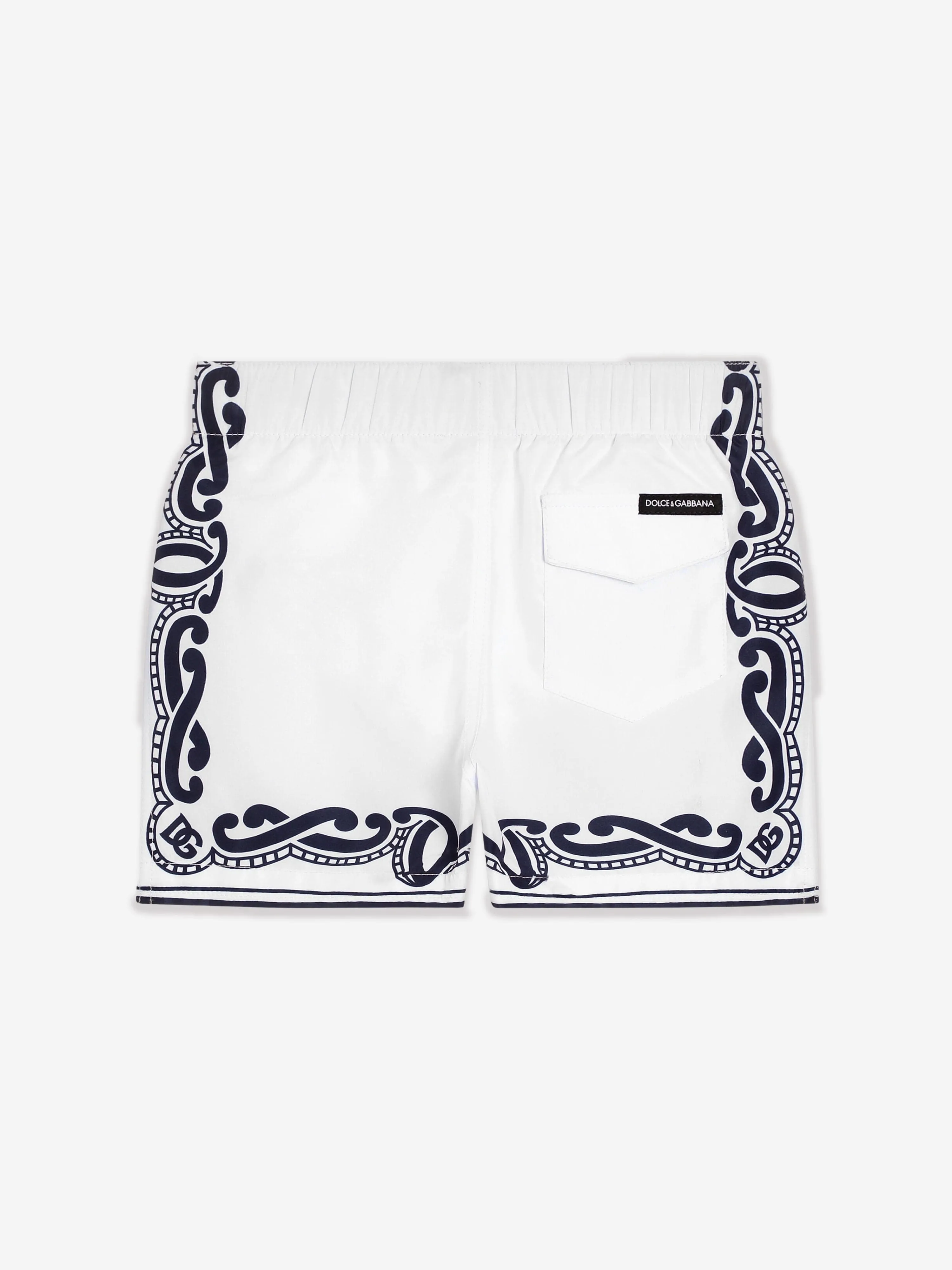 Baby Boys Bandana Print Badeshorts in Weiß
