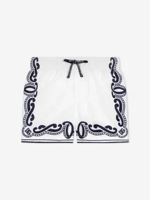 Baby Boys Bandana Print Badeshorts in Weiß