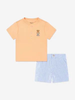 Babyjungen Bären-Kurzarm-Set in Orange