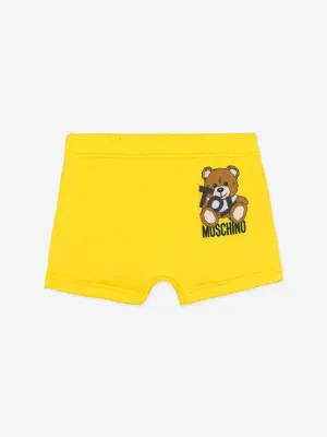 Baby Boys Teddy Logo Badeshorts in Gelb