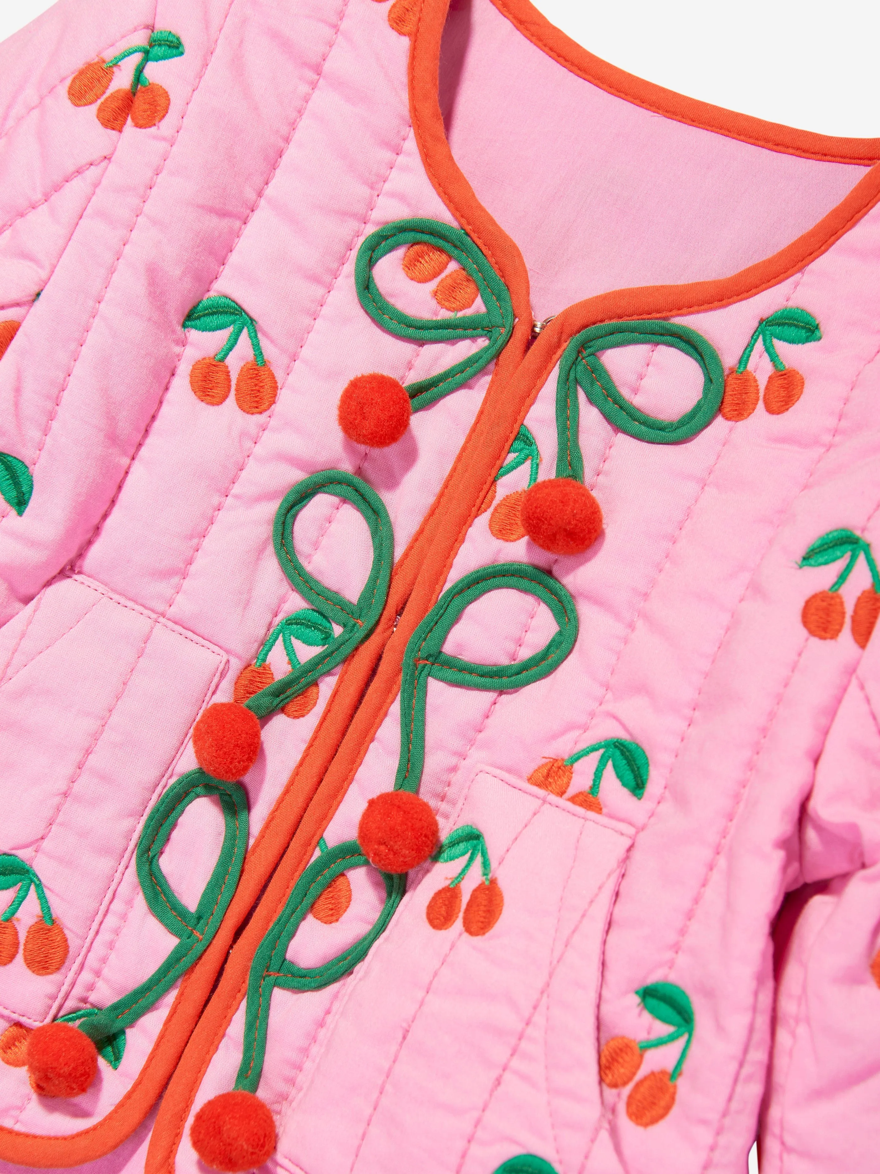 Rosa gesteppte Kirschen-Jacke für Baby-Mädchen