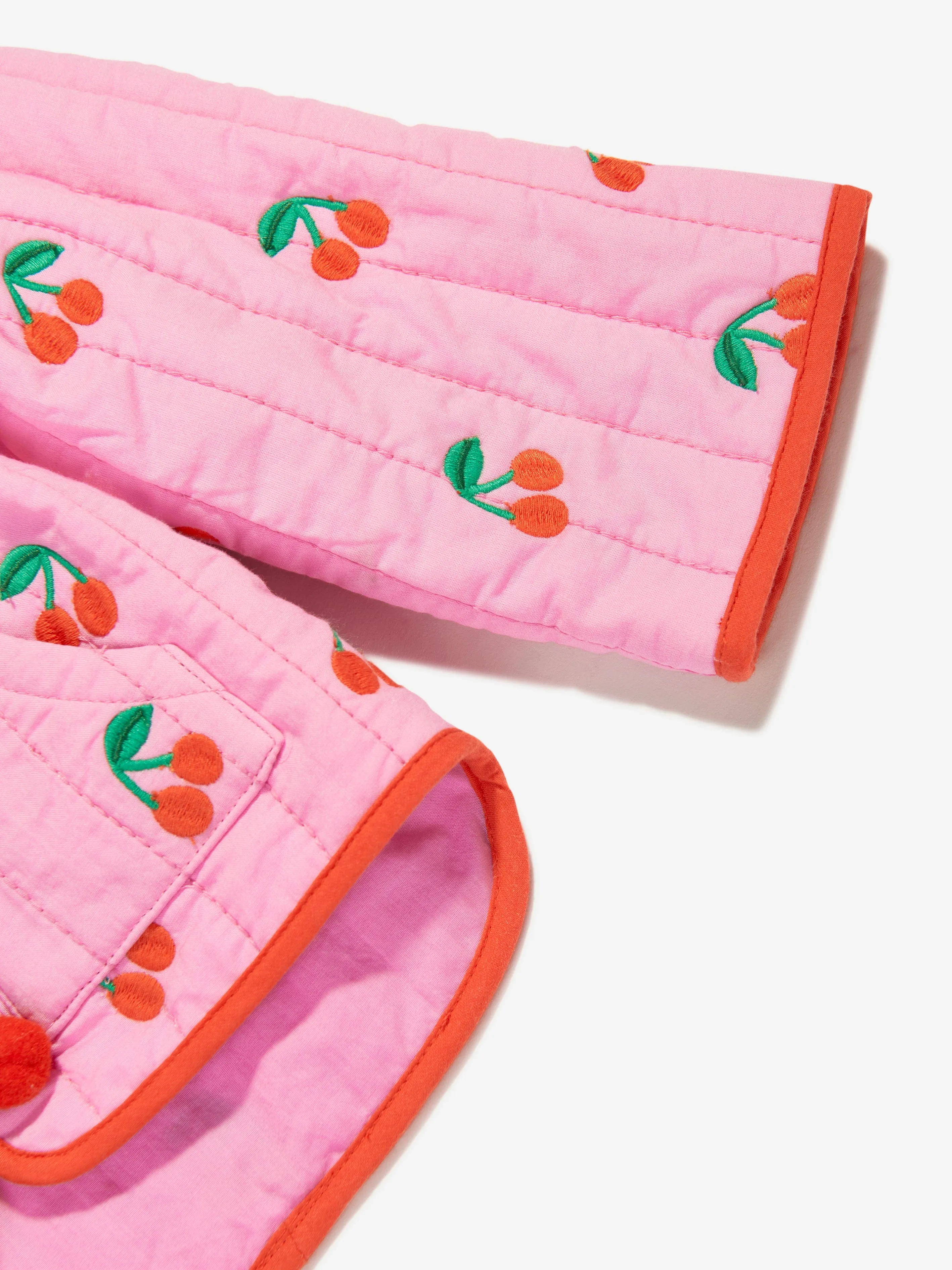 Rosa gesteppte Kirschen-Jacke für Baby-Mädchen