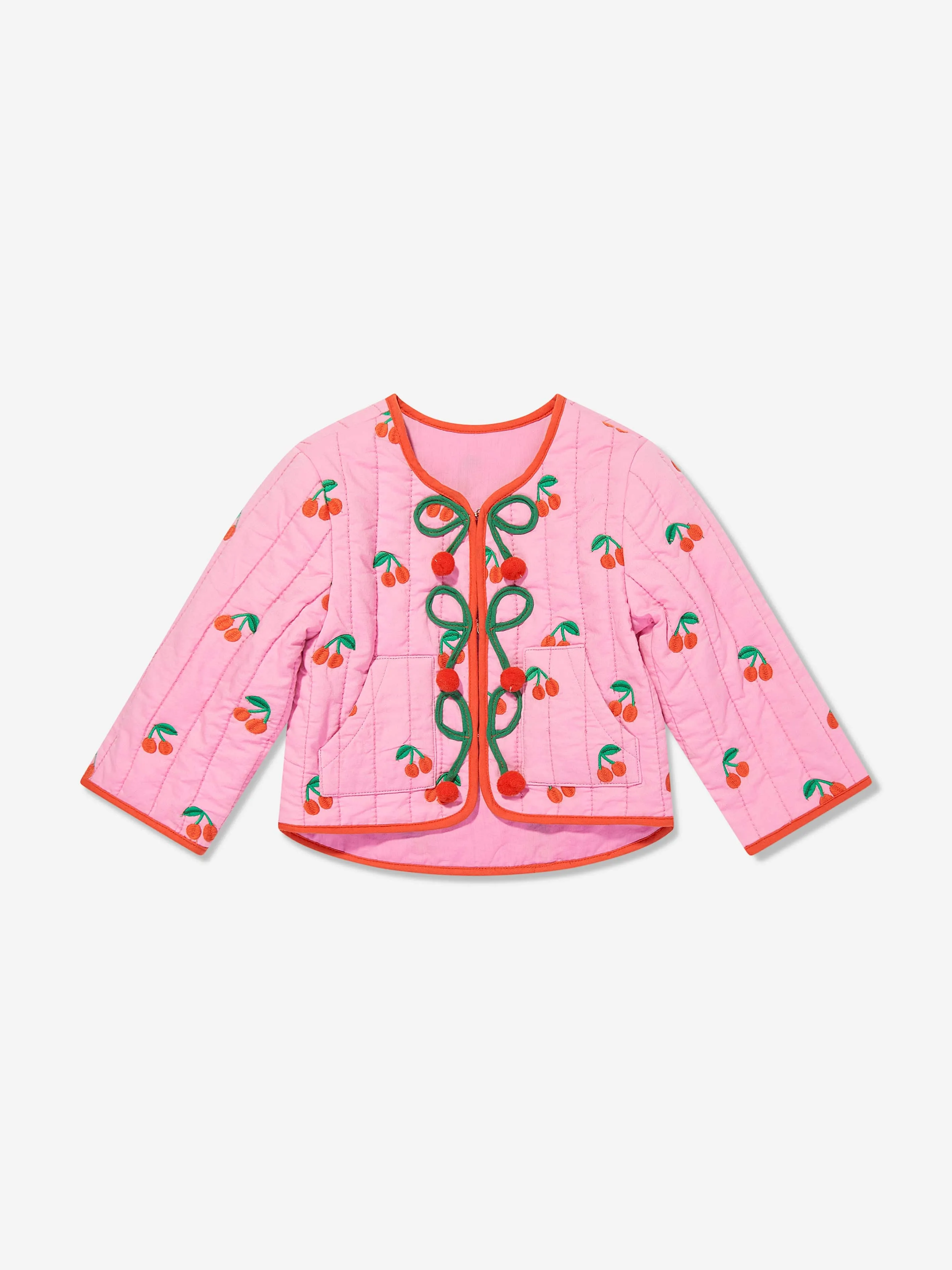Rosa gesteppte Kirschen-Jacke für Baby-Mädchen