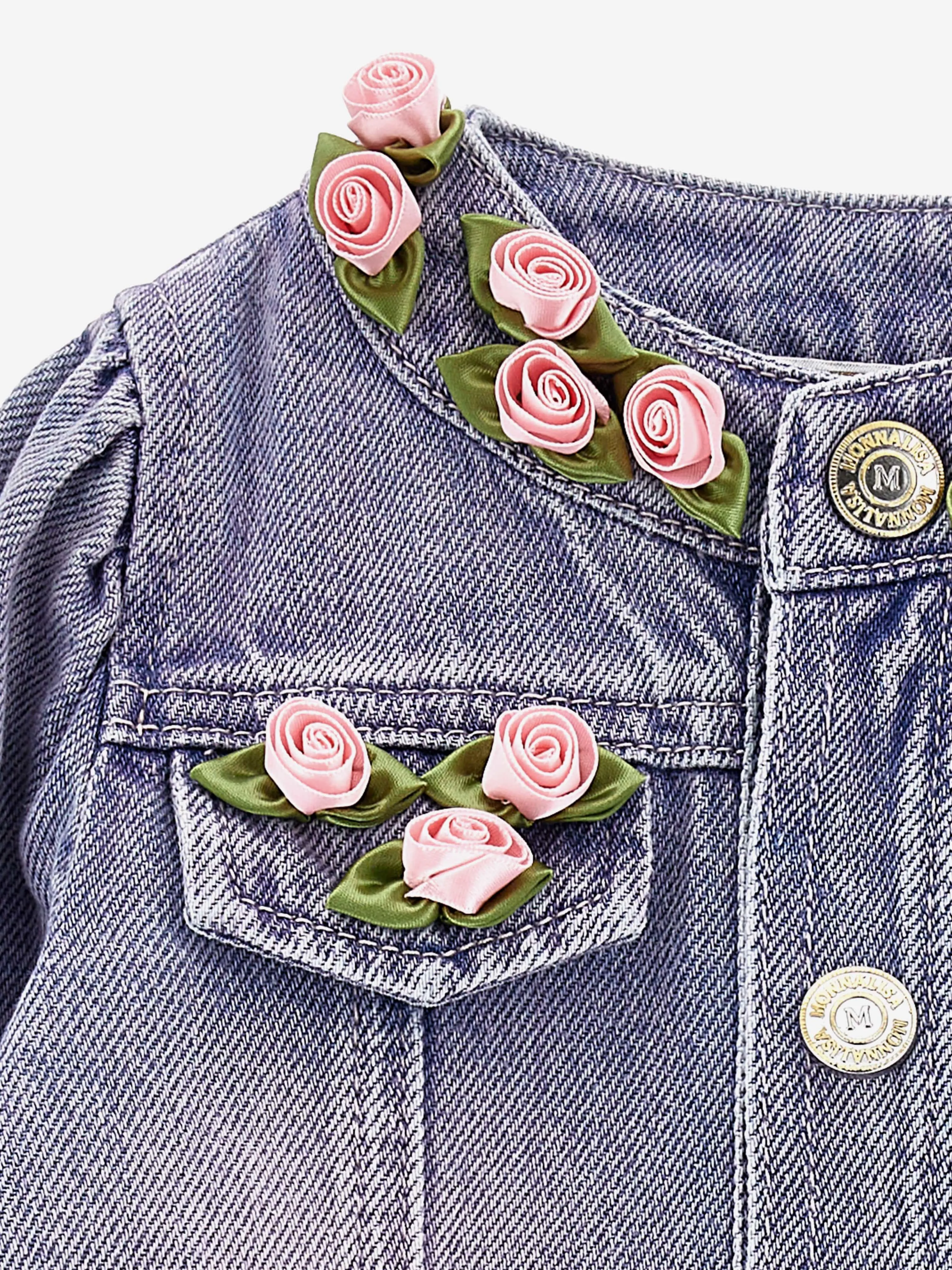 Baby Girls Rose Fleece Denim Jacke in Blau