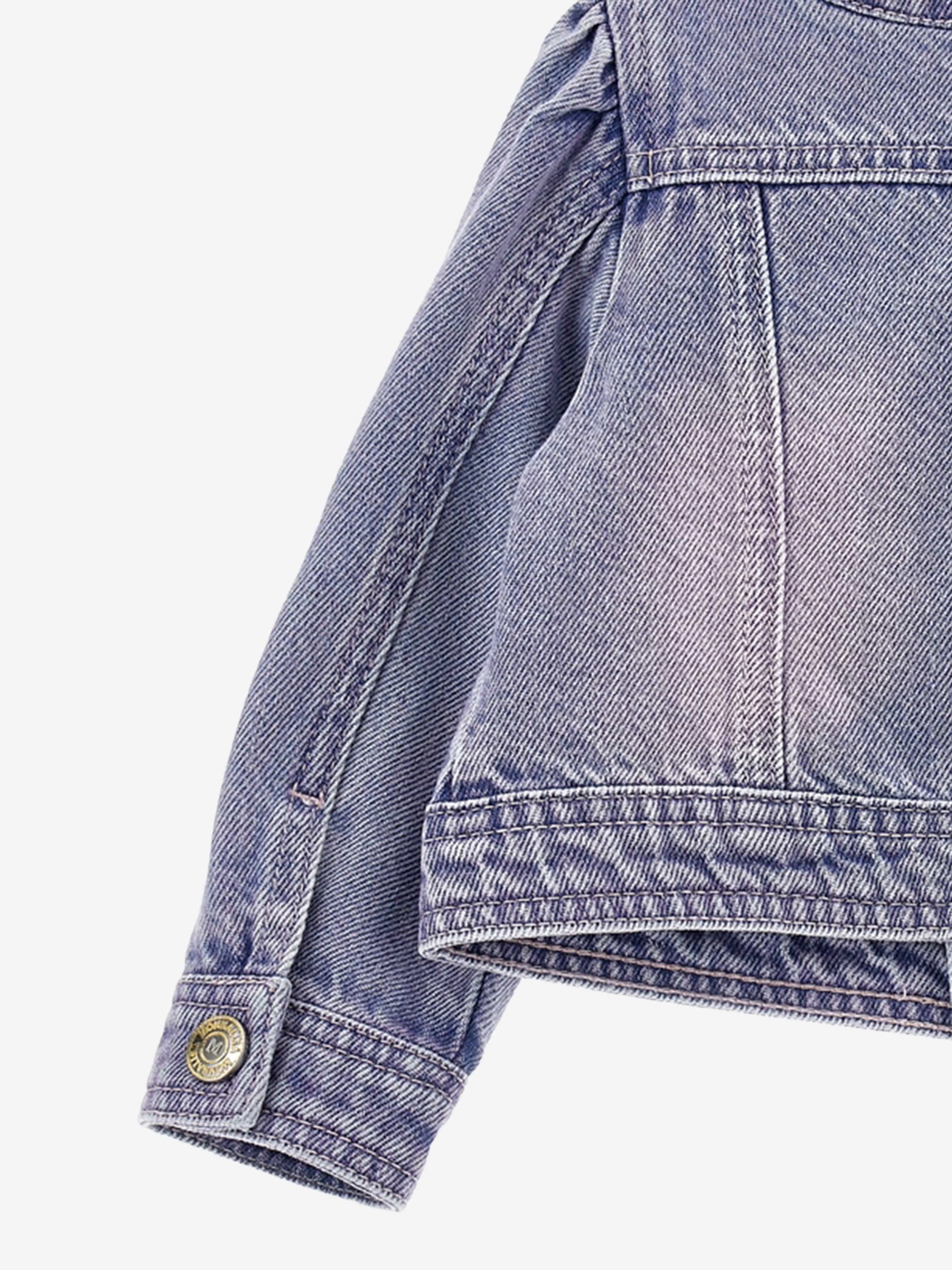 Baby Girls Rose Fleece Denim Jacke in Blau