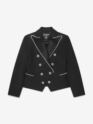 Balmain Mädchen Wollanzug Jacke in Schwarz