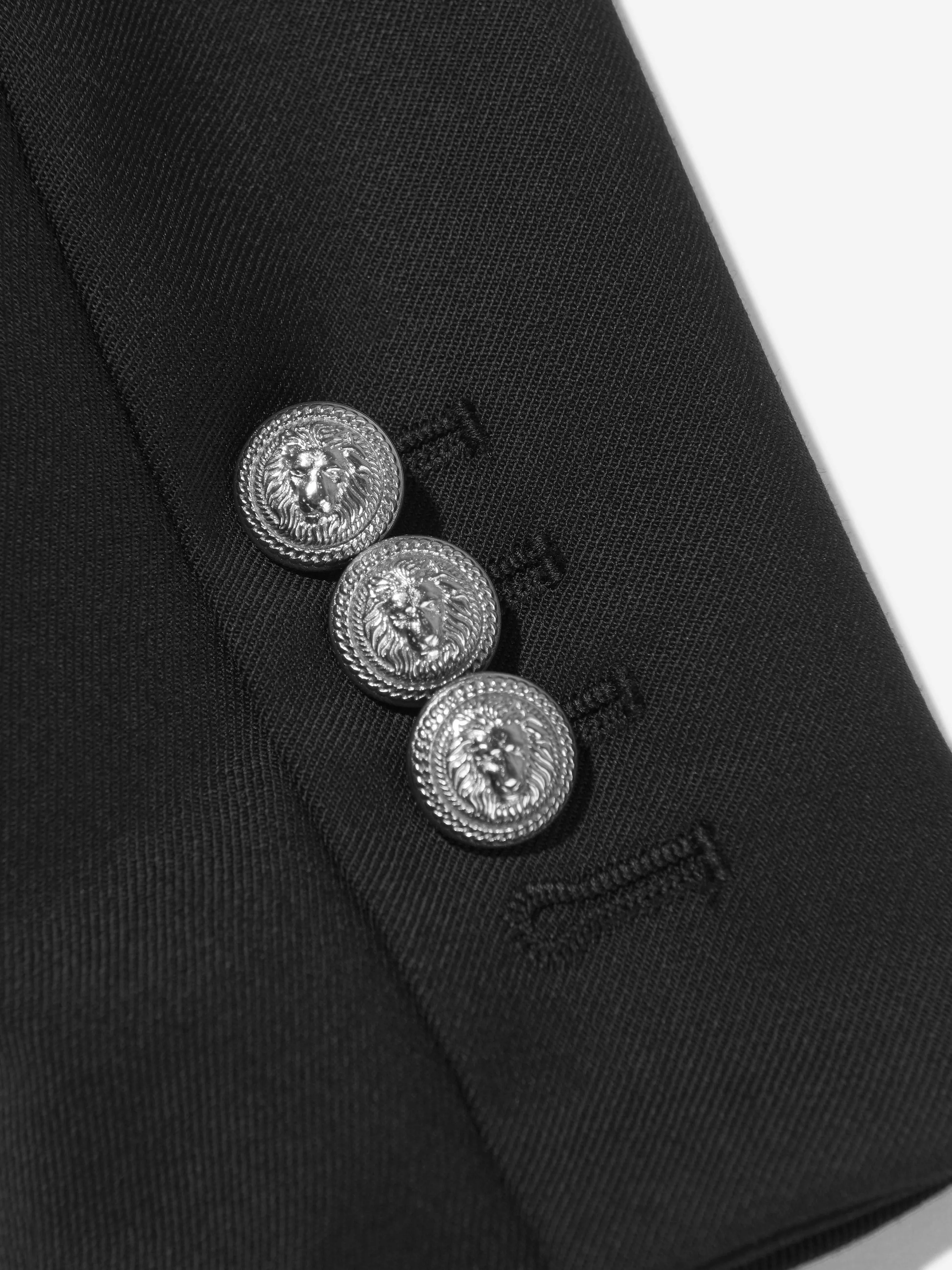 Balmain Mädchen Wollanzug Jacke in Schwarz
