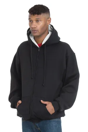 Bayside Herren Thermo-gefütterte Kapuzenjacke mit Reißverschluss und Taschen - Schwarz
