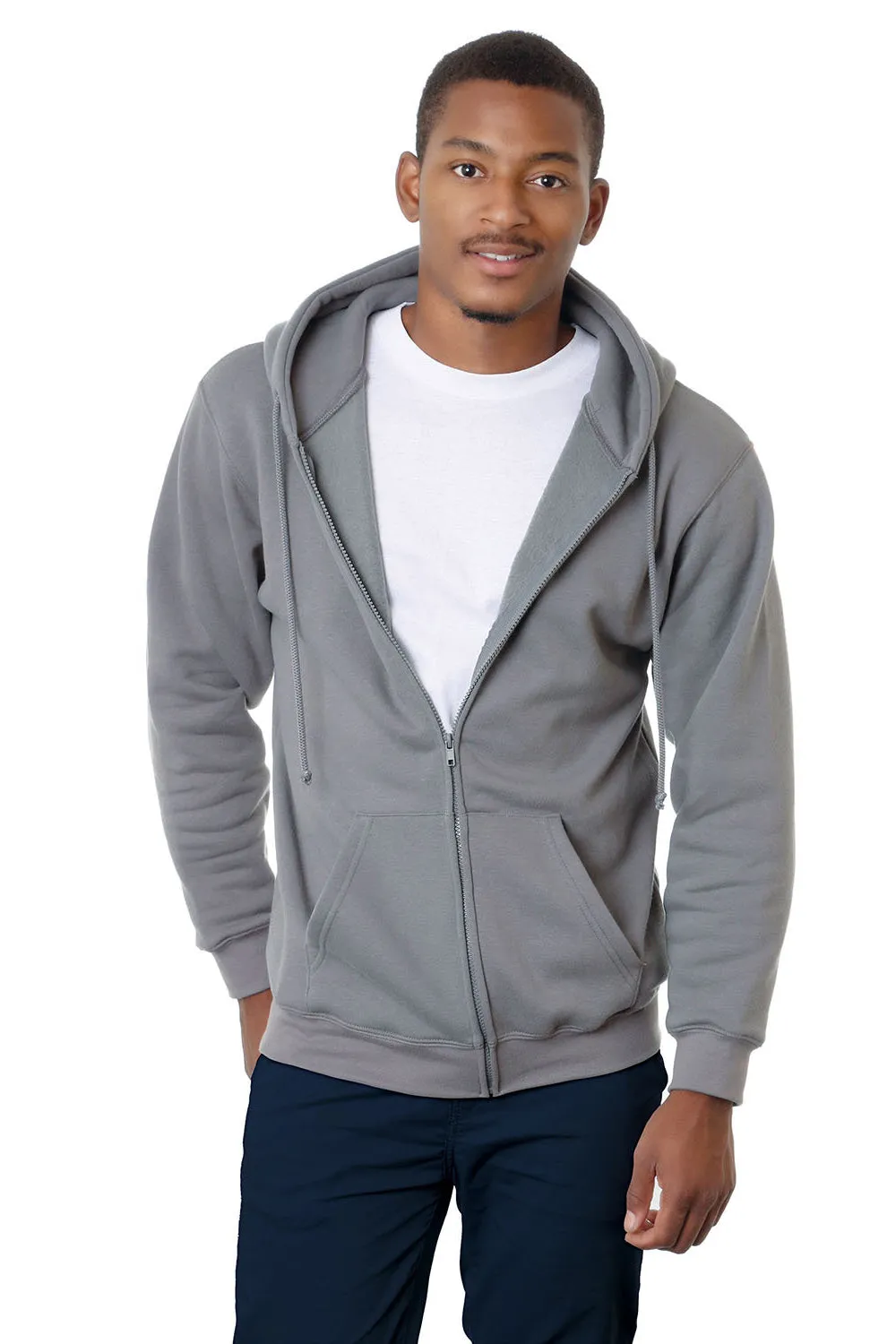 Bayside Herren USA Gemachter Kapuzenpullover mit Reißverschluss und Taschen - Anthrazitgrau