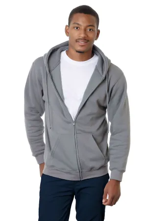 Bayside Herren USA Gemachter Kapuzenpullover mit Reißverschluss und Taschen - Anthrazitgrau