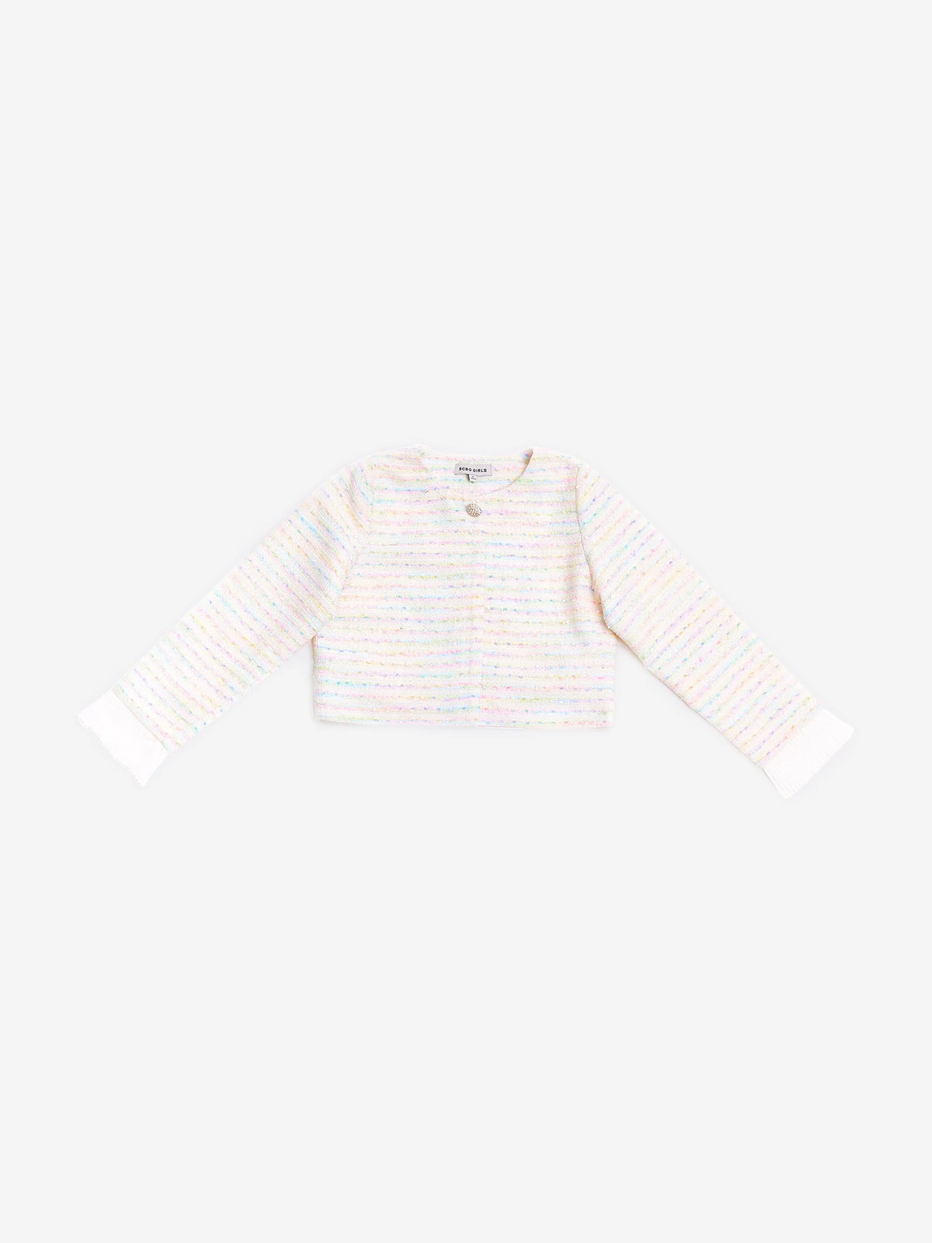 BCBGMAXAZRIA Mädchen Tweed Jacke in Elfenbein