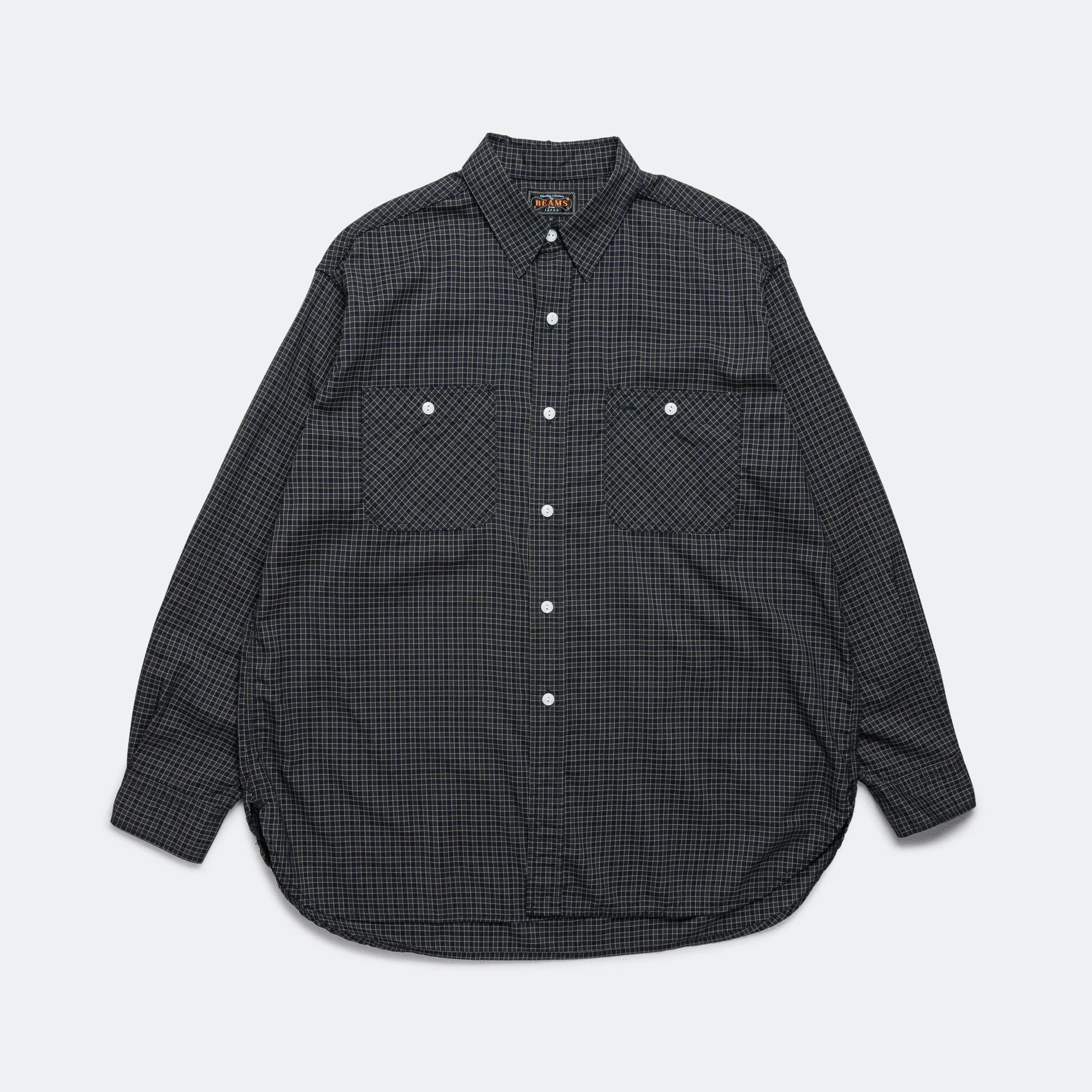 Beams Clothing WORK Wollkarohemd - Grün