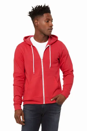 Bella   Canvas Herren Fleece Full-Zip Kapuzenpullover mit Taschen - Heather Rot