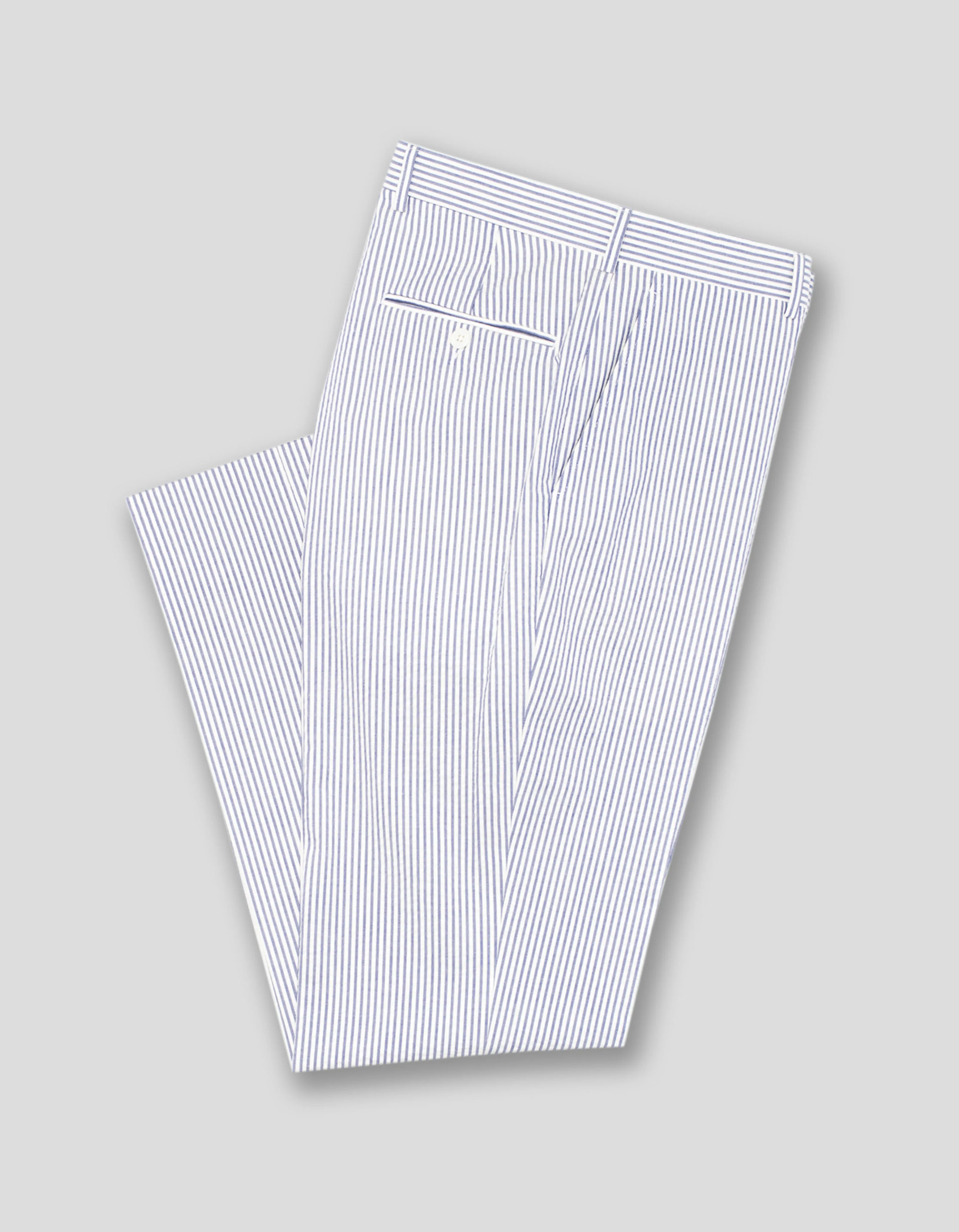 BLAU/WEIßE SEERSUCKER-HOSE - KLASSISCHE PASSFORM