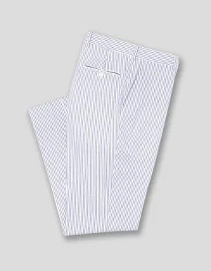 BLAU/WEIßE SEERSUCKER-HOSE - KLASSISCHE PASSFORM