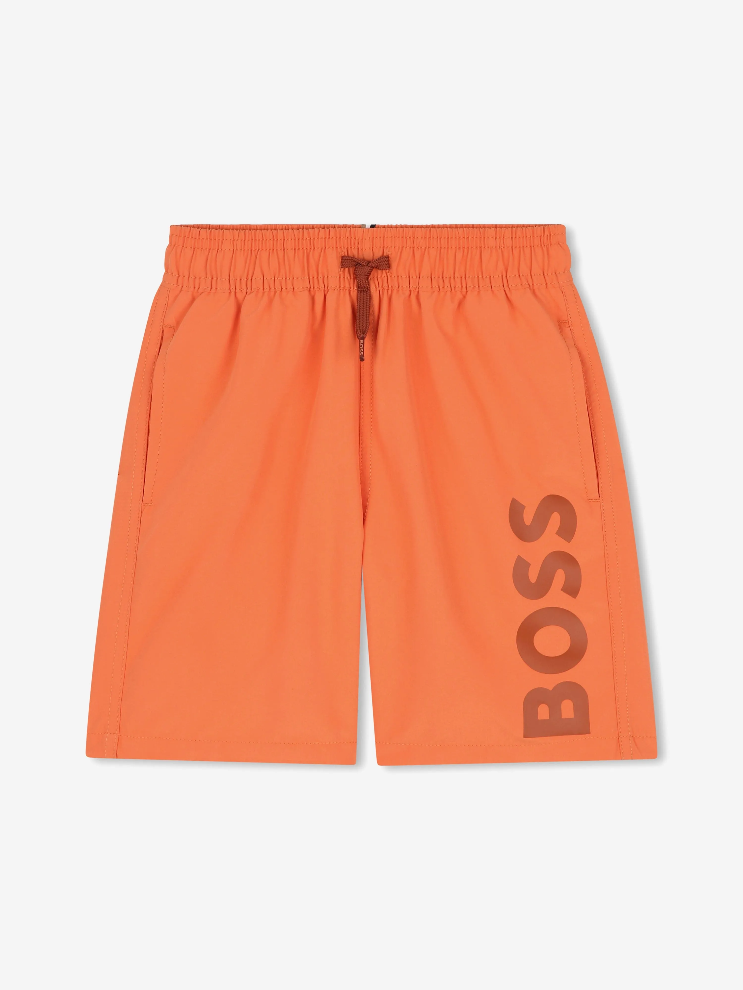BOSS Boys Logo Print Badeshorts in Orange
