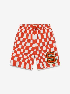 Rote karierte Badeshorts für Jungen