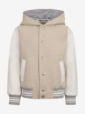 Jungen Kapuzen-Bomberjacke in Beige