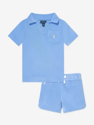 Jungen Terry Kurzarm-Set in Blau