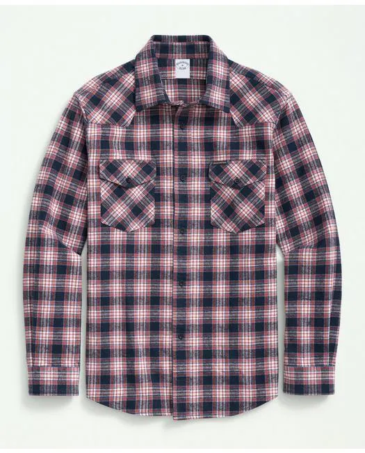 Brooks Brothers Herren Baumwoll-Twill Western-Sporthemd Marine Brooks Brothers