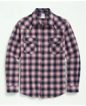 Brooks Brothers Herren Baumwoll-Twill Western-Sporthemd Marine Brooks Brothers
