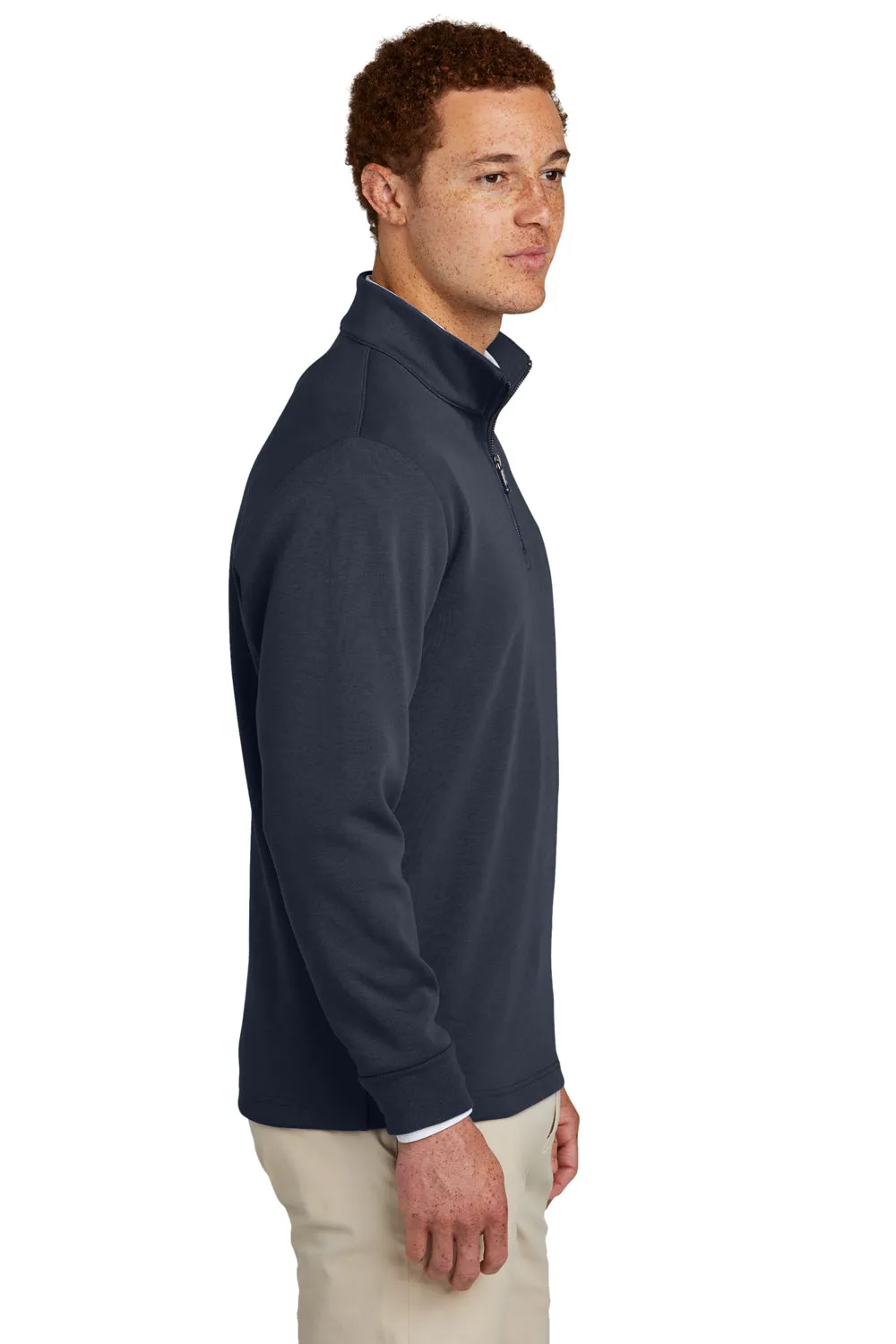 Brooks Brothers Herren Pullover mit 1/4-Zipper aus Doppelstrick - Nachtmarineblau