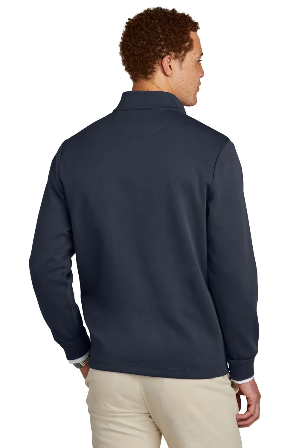 Brooks Brothers Herren Pullover mit 1/4-Zipper aus Doppelstrick - Nachtmarineblau
