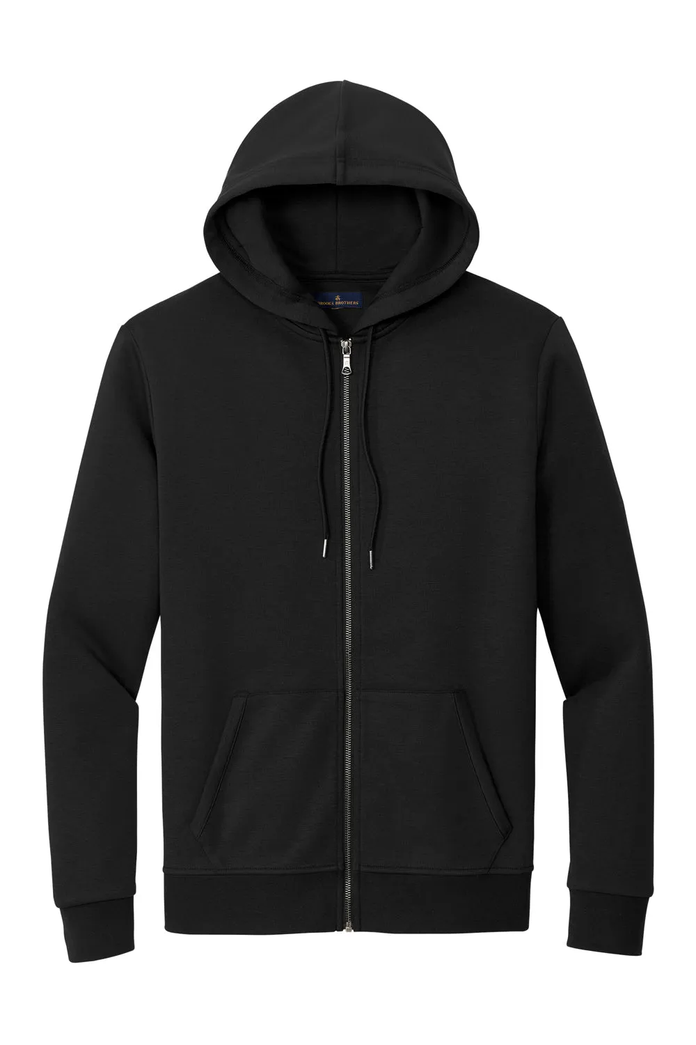 Brooks Brothers Herren Kapuzenpullover mit Doppelstrick und Reißverschluss sowie Taschen - Tiefschwarz