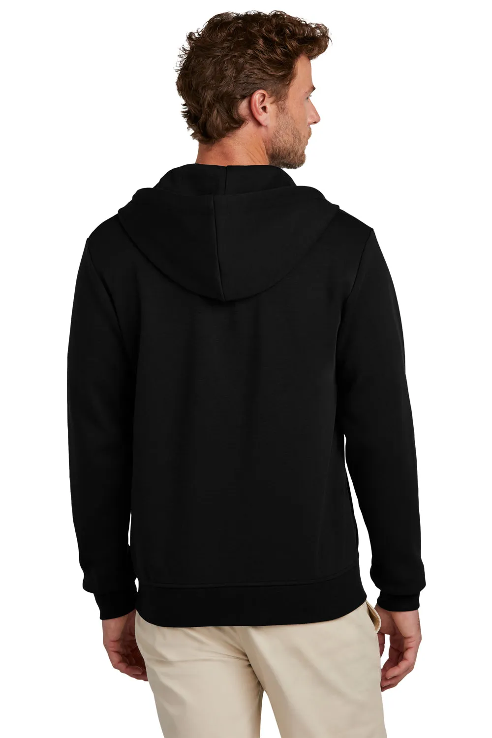 Brooks Brothers Herren Kapuzenpullover mit Doppelstrick und Reißverschluss sowie Taschen - Tiefschwarz