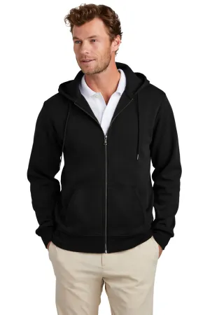 Brooks Brothers Herren Kapuzenpullover mit Doppelstrick und Reißverschluss sowie Taschen - Tiefschwarz