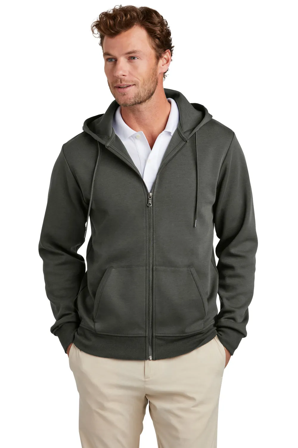 Brooks Brothers Herren Kapuzenpullover mit Reißverschluss und Taschen - Windsor Grau