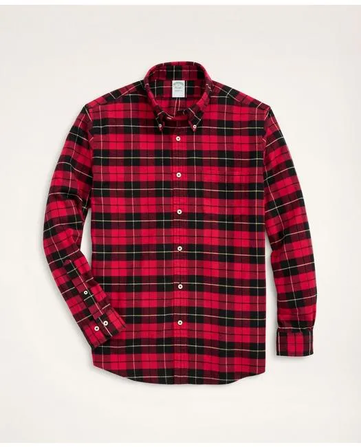 Brooks Brothers Herren Milano Slim-Fit Portugiesisches Flanellhemd Rot/Schwarz Brooks Brothers