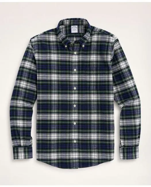 Brooks Brothers Herren Regent Regular-Fit Portugiesisches Flanellhemd Weiß Brooks Brothers