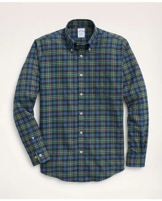 Brooks Brothers Herren Regent Regular-Fit Portugiesisches Flanell Tartan Hemd Navy Brooks Brothers