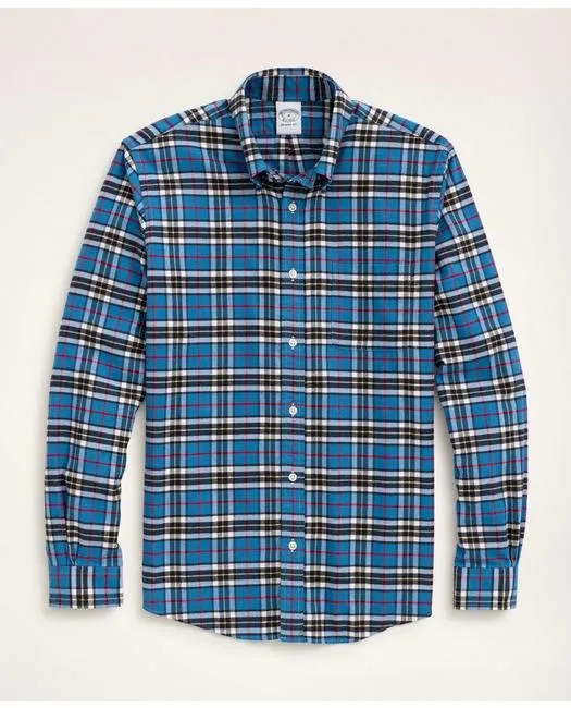 Brooks Brothers Herren Regent Regular-Fit Portugiesisches Flanell Tartan Hemd Petrol Brooks Brothers