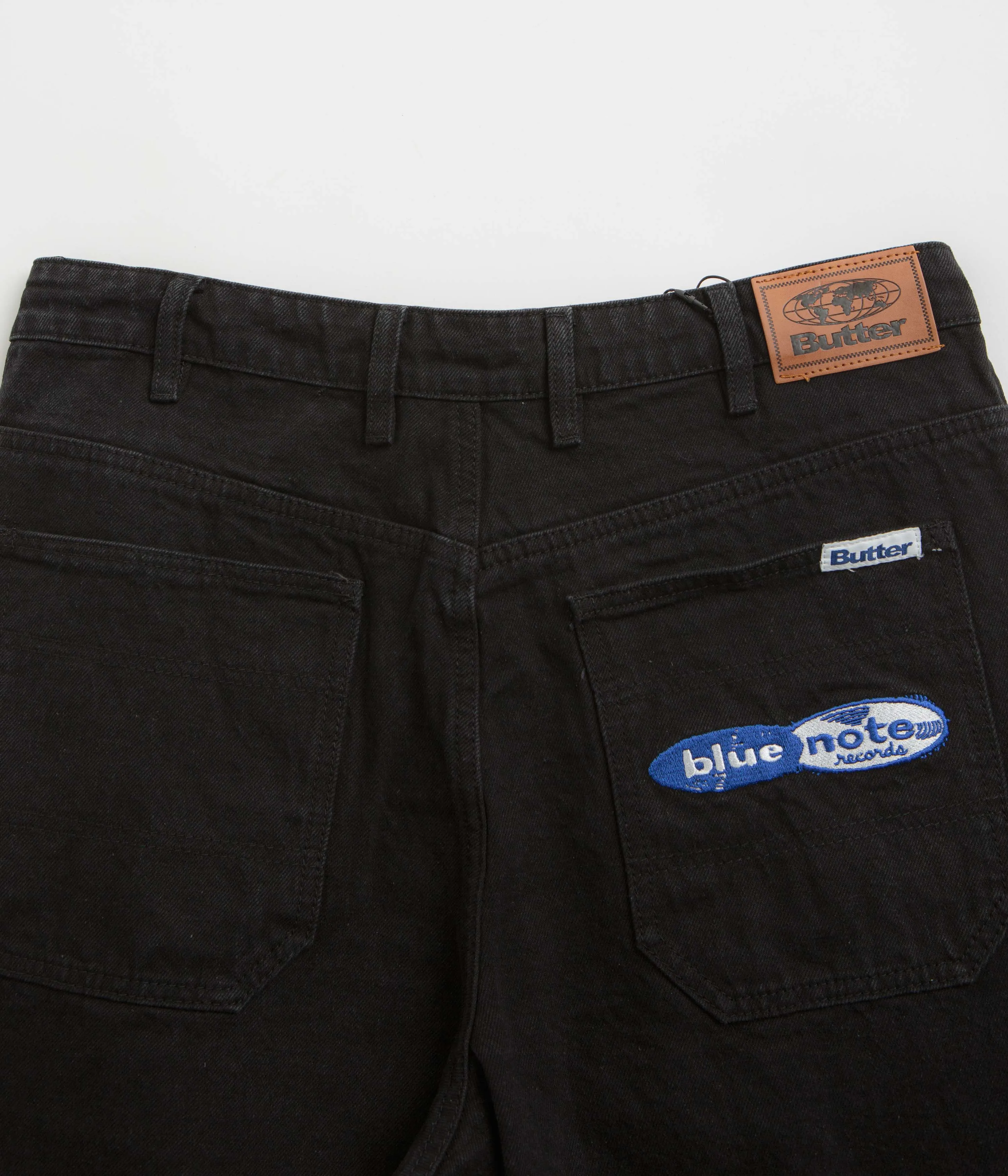 Butter Goods x Blue Note Plissierte Denim Shorts - Gewaschen Schwarz Butter Goods