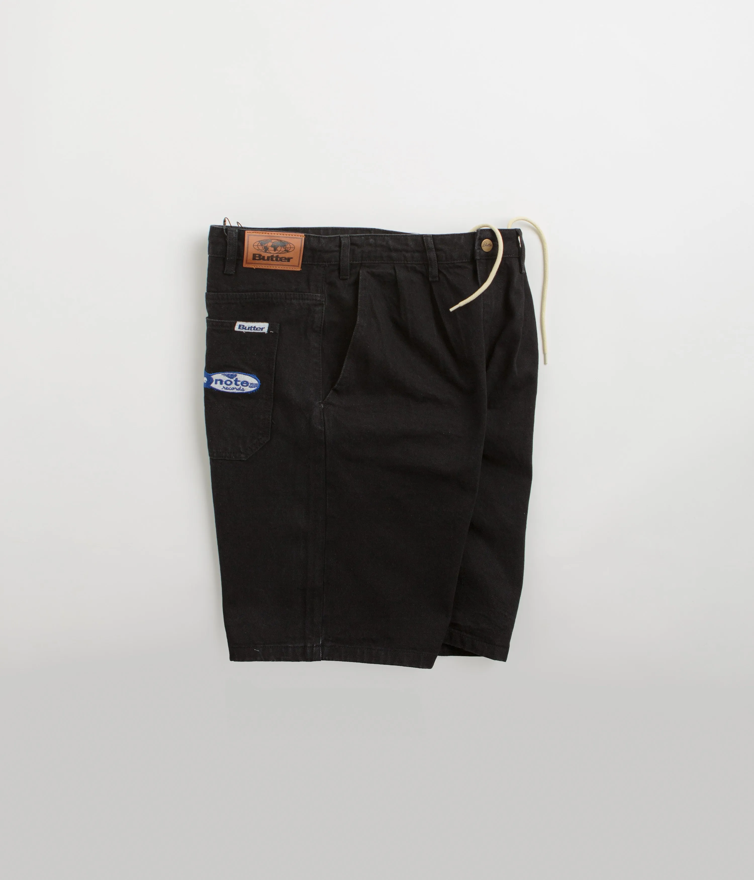 Butter Goods x Blue Note Plissierte Denim Shorts - Gewaschen Schwarz Butter Goods