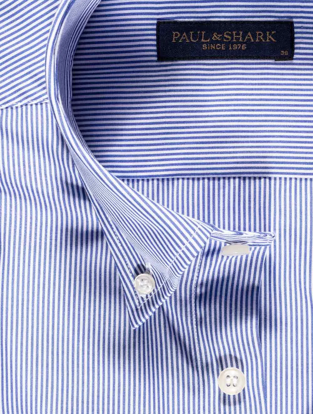 Button-Down-Hemd mit Haarlinienmuster in Blau