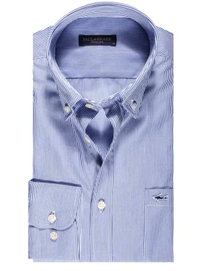 Button-Down-Hemd mit Haarlinienmuster in Blau