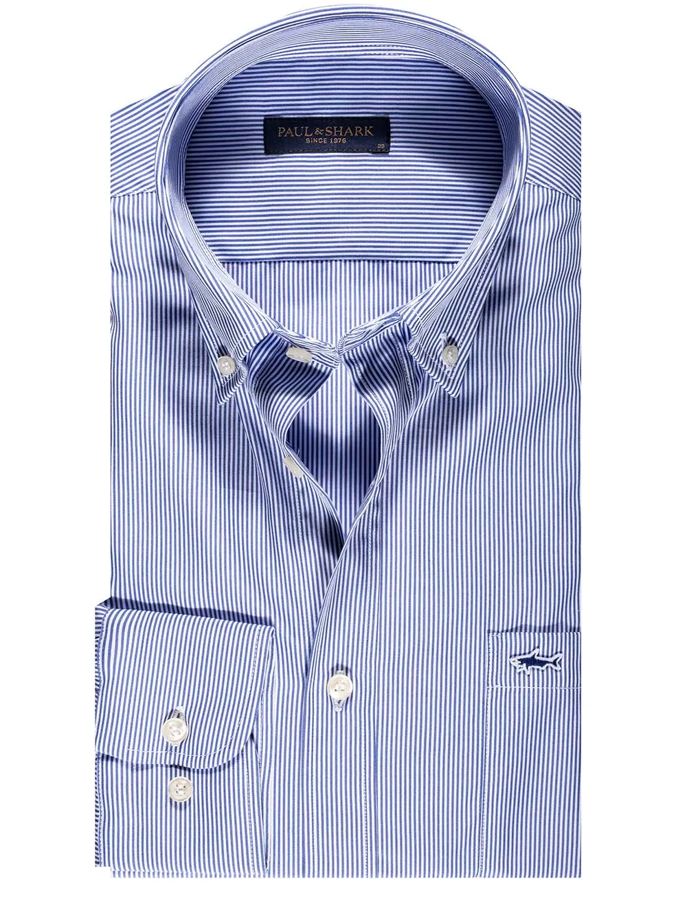 Button-Down-Hemd mit Haarlinienmuster in Blau