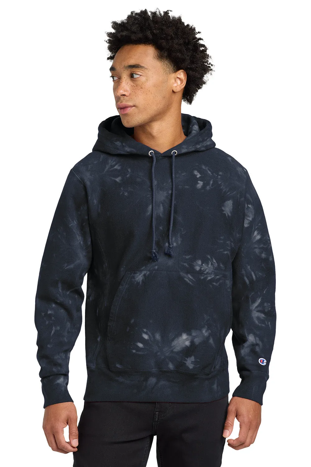 Champion Herren Reverse Weave Scrunch Dye Kapuzenpullover mit Kangaroo-Tasche - Marineblau