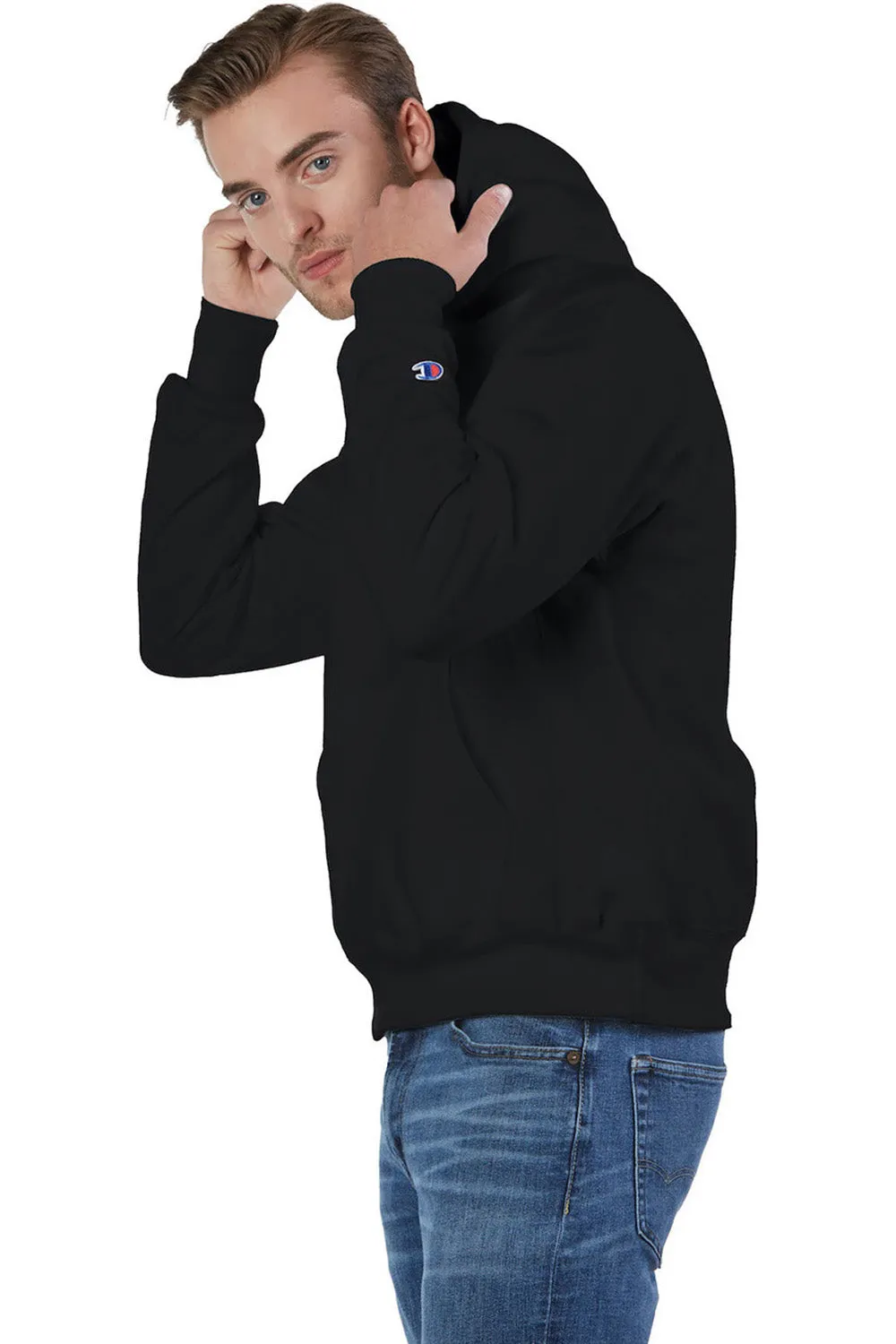 Champion Herren Kapuzenpullover mit schrumpffester Qualität und Kangaroo-Tasche - Schwarz