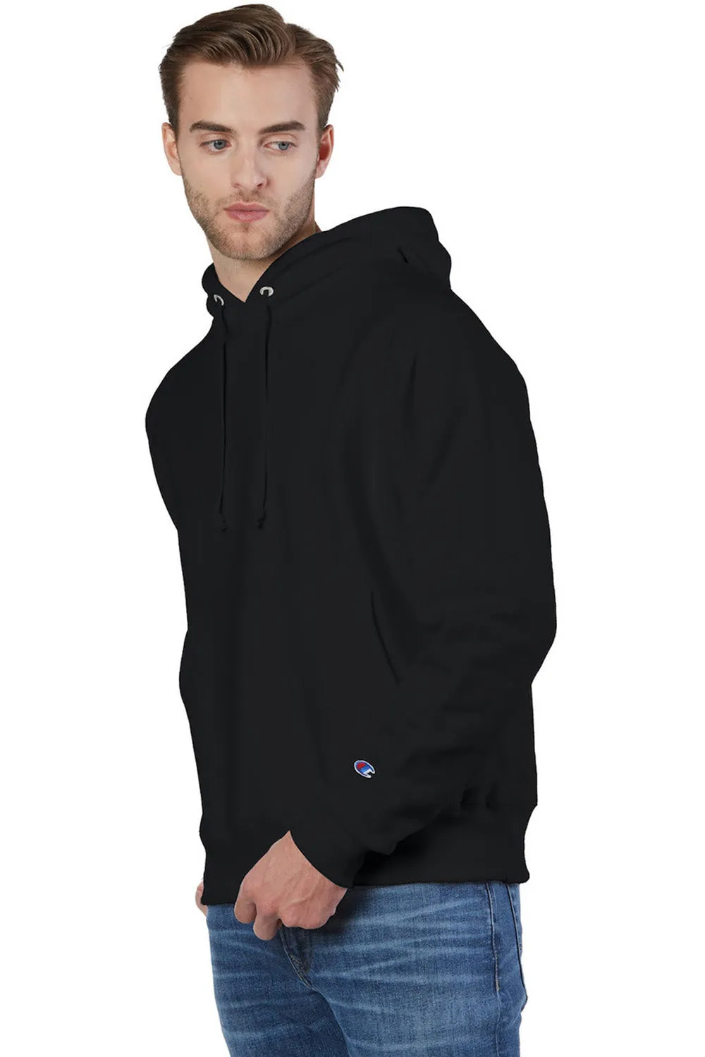 Champion Herren Kapuzenpullover mit schrumpffester Qualität und Kangaroo-Tasche - Schwarz