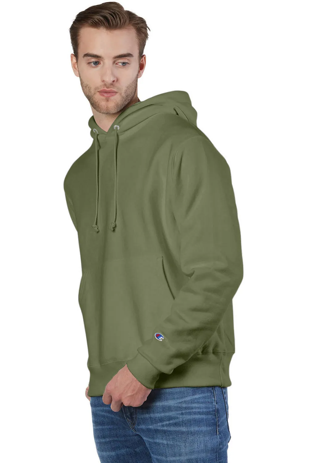 Champion Herren Kapuzenpullover mit Tasche - Schrumpffest - Frisches Olivgrün