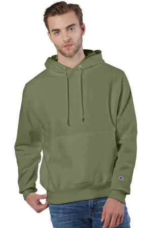 Champion Herren Kapuzenpullover mit Tasche - Schrumpffest - Frisches Olivgrün